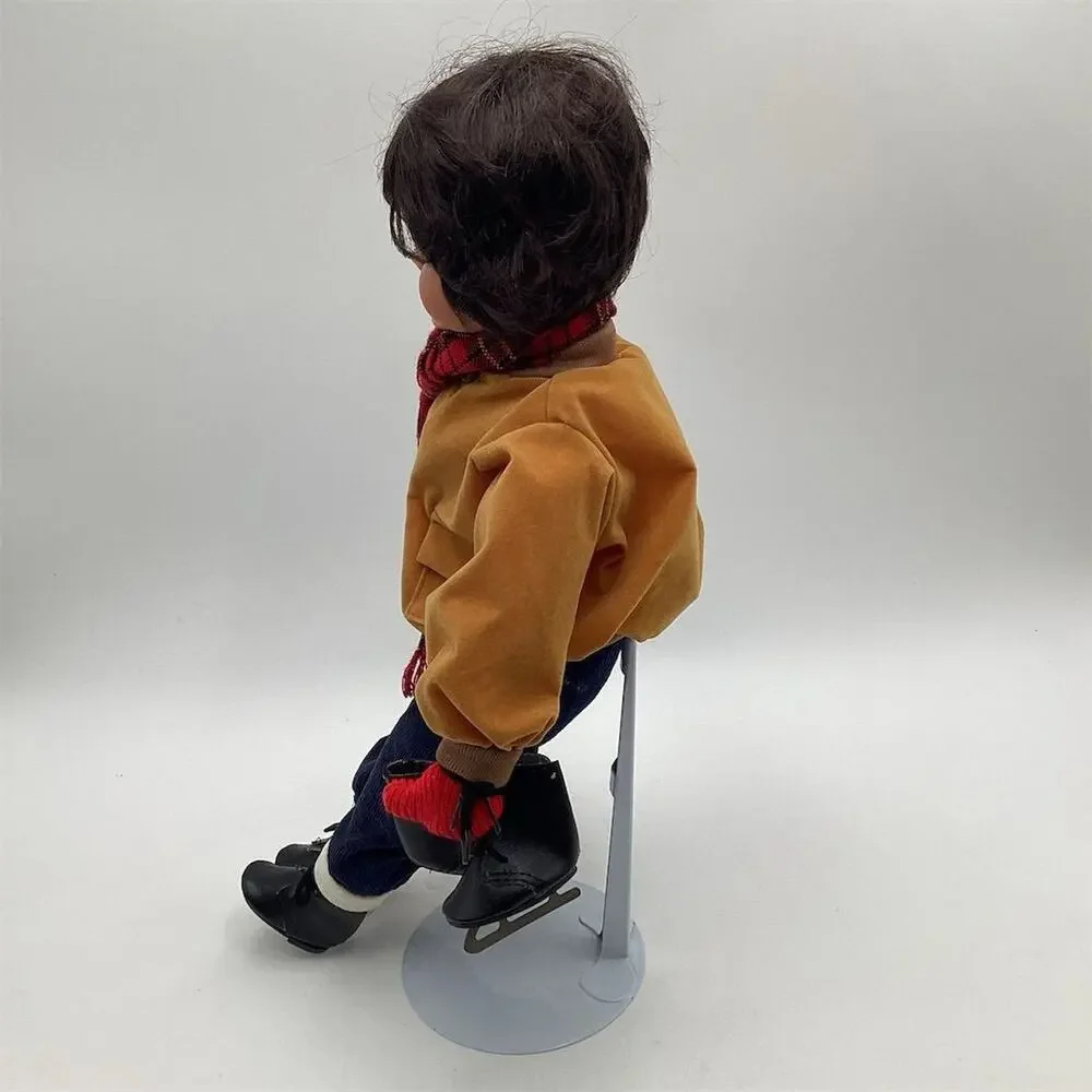 A Vintage Porcelain Boy Doll 16”with Ice Skates‎ Winter Theme